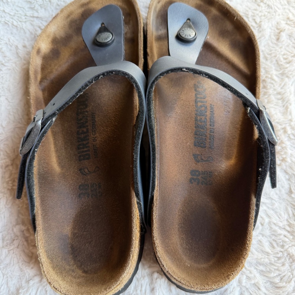 Birkenstock Gizeh Birko-Flor Steel Blue Grey Thong Sandals 38 7 7.5 - Picture 4 of 14